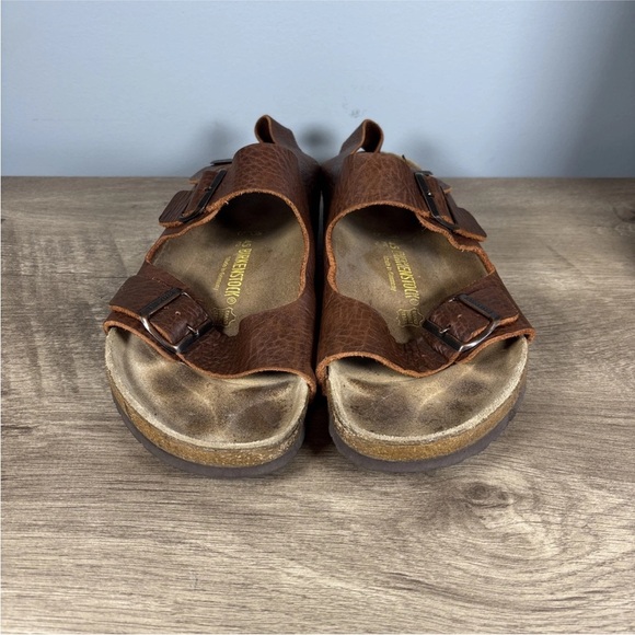 Birkenstock Milano Heel Strap Leather Sandals Brown Regular Size 45 M/12 - Picture 7 of 13